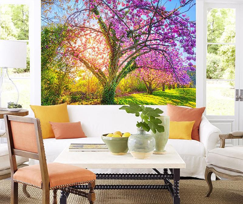 3D Purple Flower Trees 482 Wallpaper AJ Wallpaper 