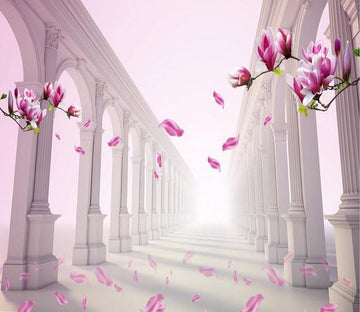 3D Pink flower pattern column Wallpaper AJ Wallpaper 1 