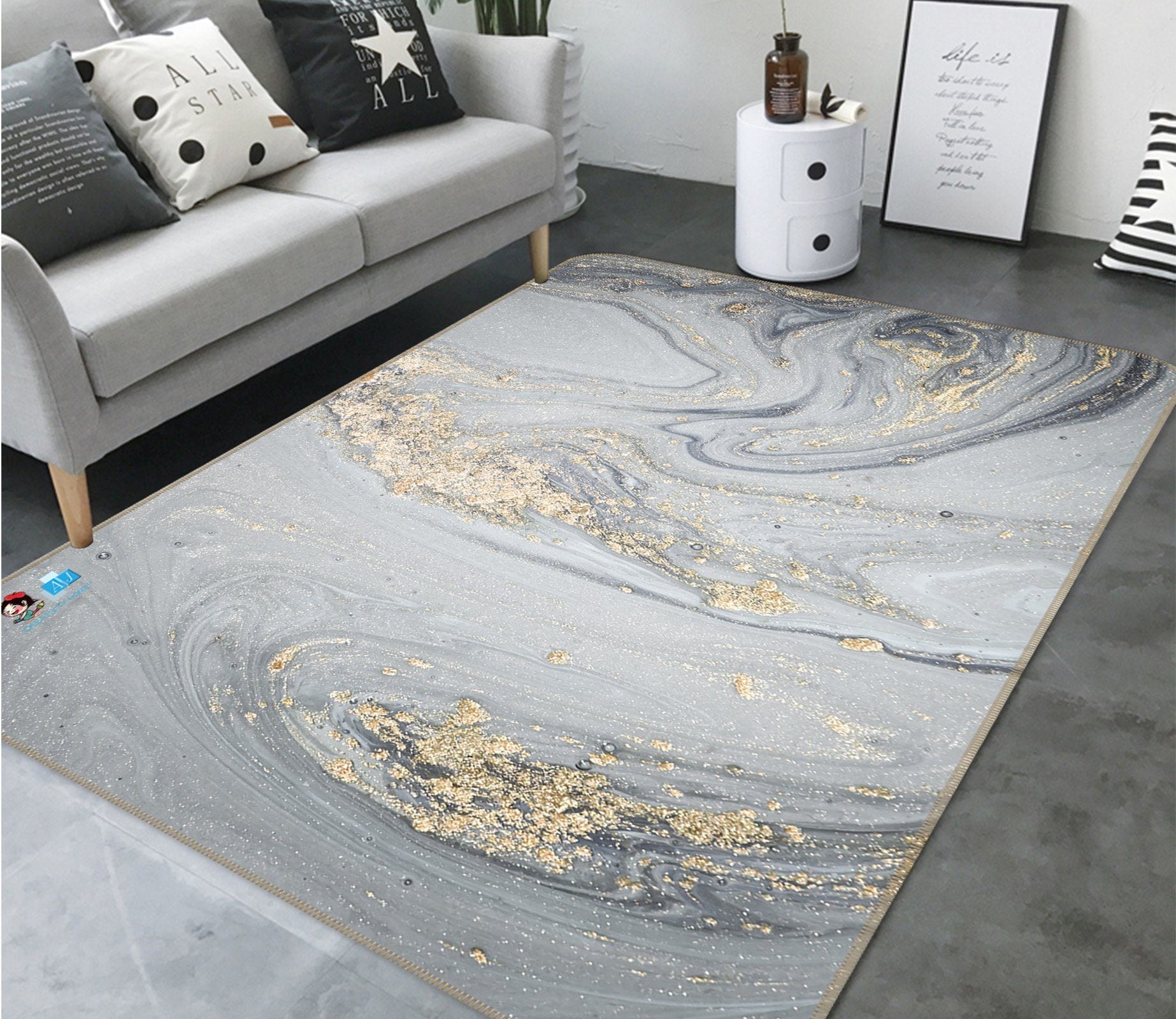 3D Silver Quicksand 56 Non Slip Rug Mat Mat AJ Creativity Home 