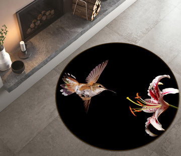 3D Bird Flower 38027 Animal Round Non Slip Rug Mat