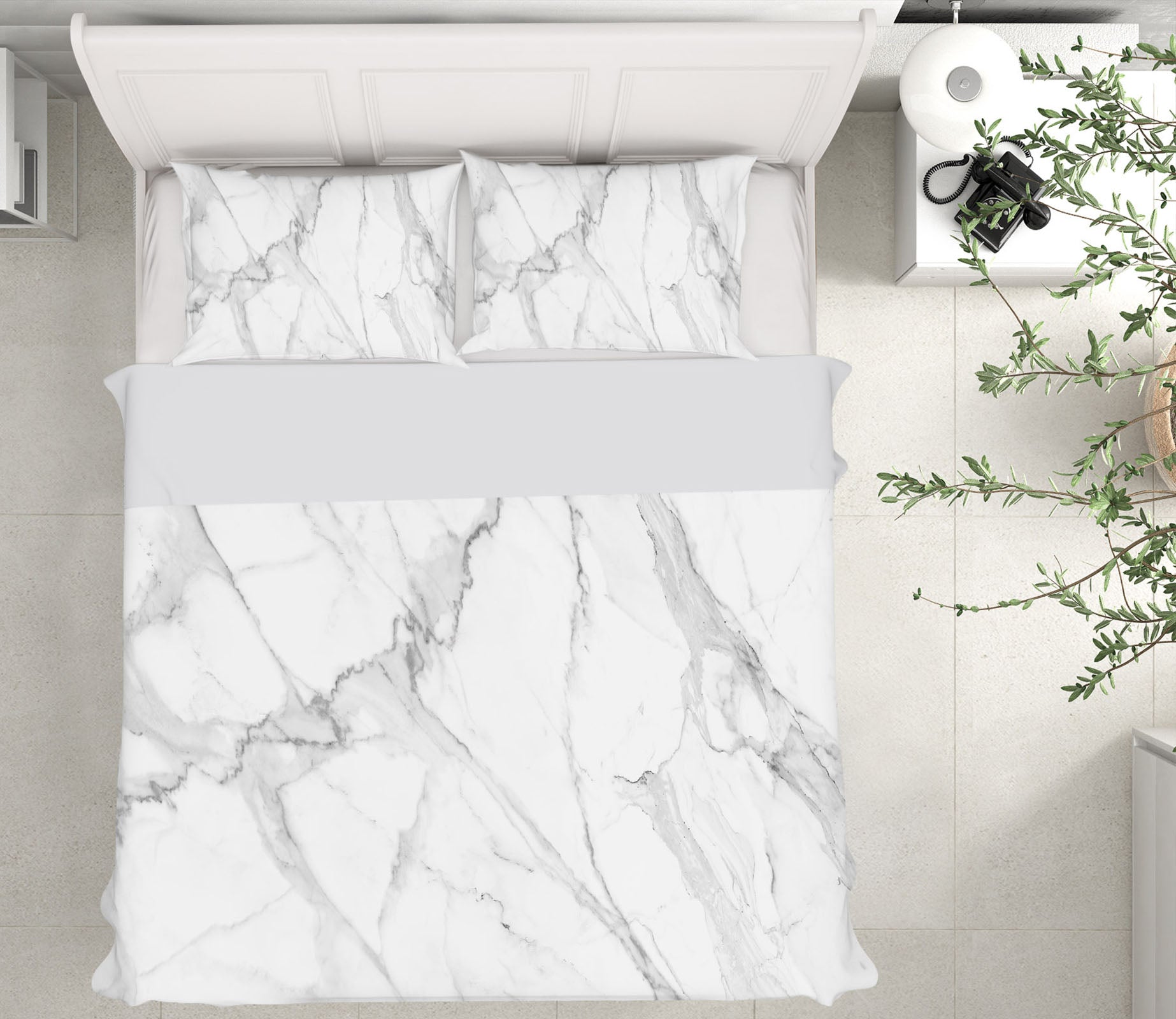 3D White Marble 16004 Bed Pillowcases Quilt