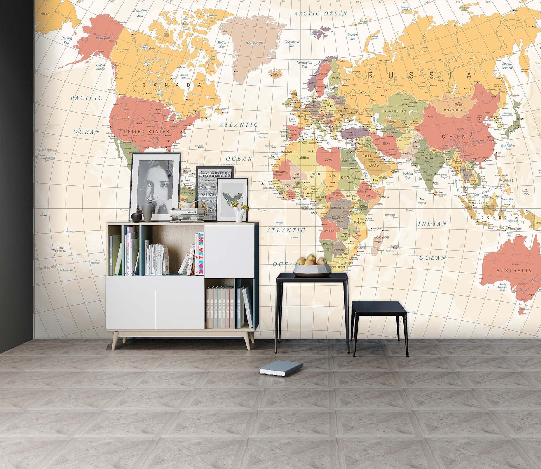 3D Orange World Map 133 Wall Murals Wallpaper AJ Wallpaper 2 
