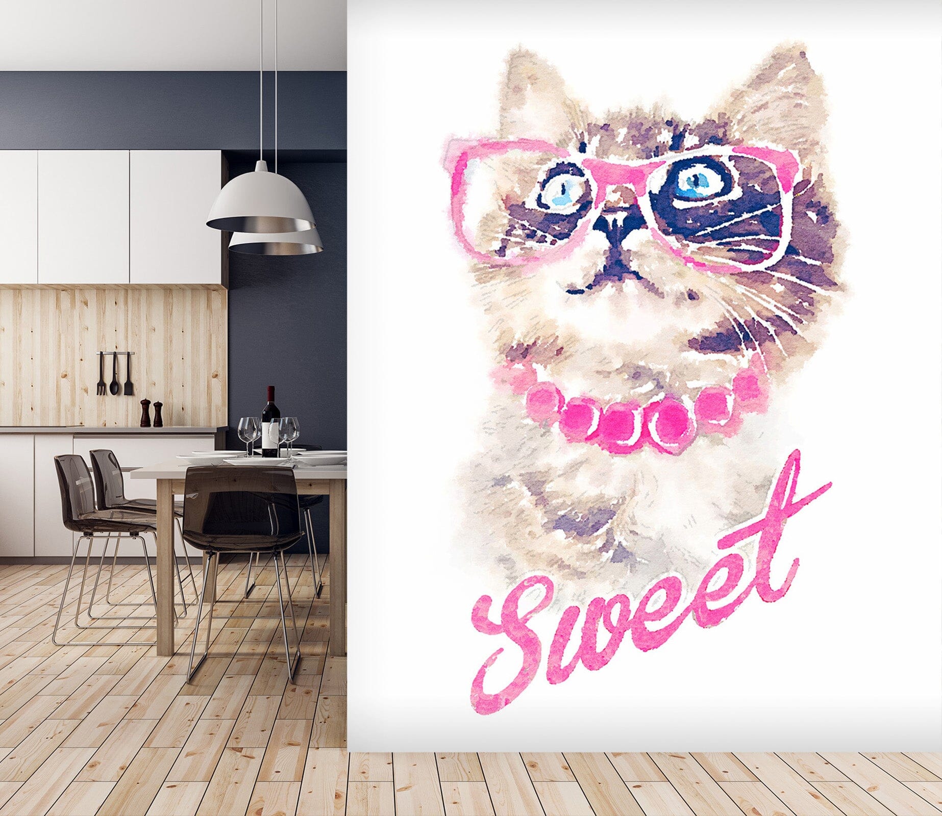3D Glasses Kitten 111 Wall Murals Wallpaper AJ Wallpaper 2 