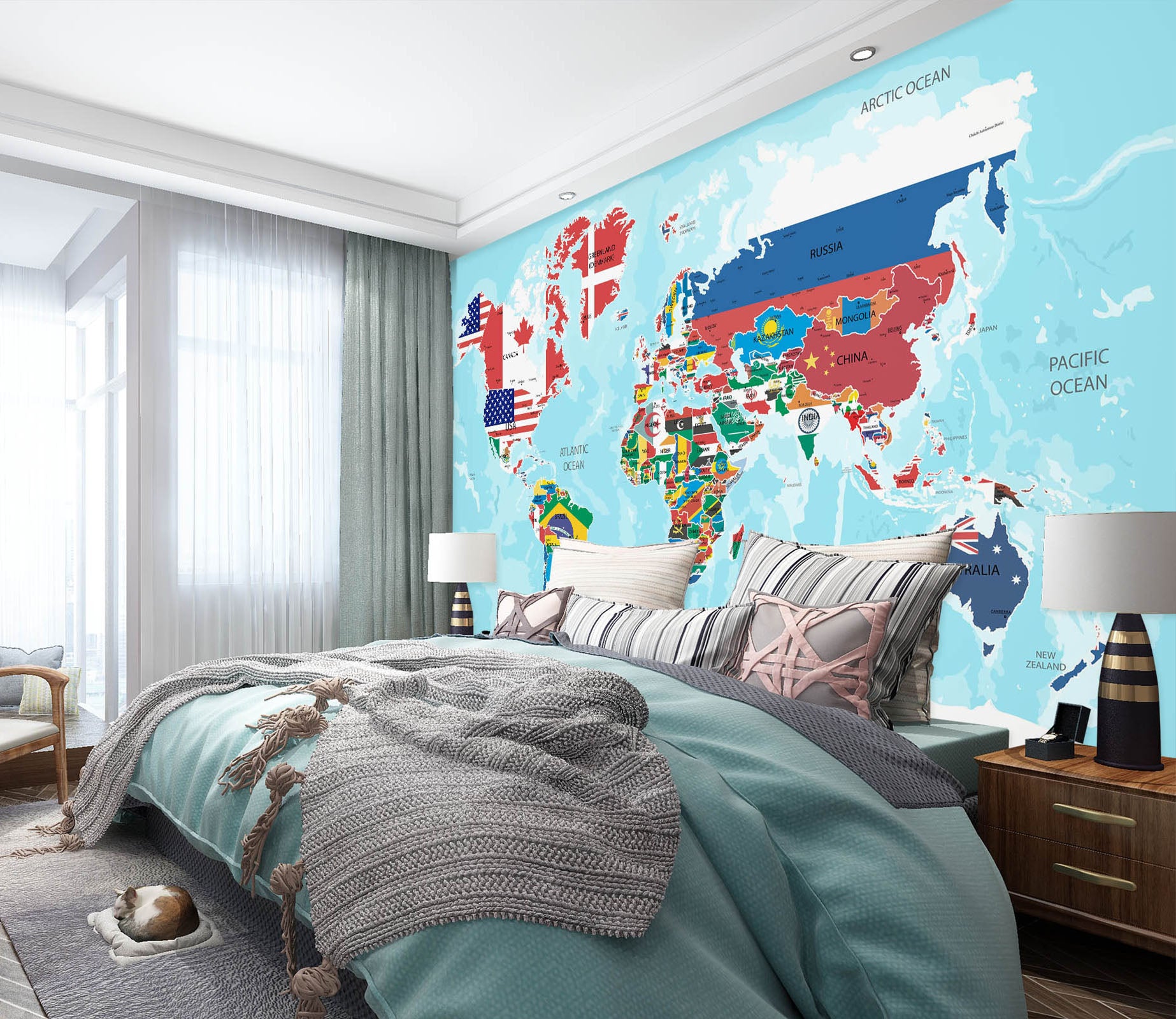 3D Color Painting 2165 World Map Wall Murals