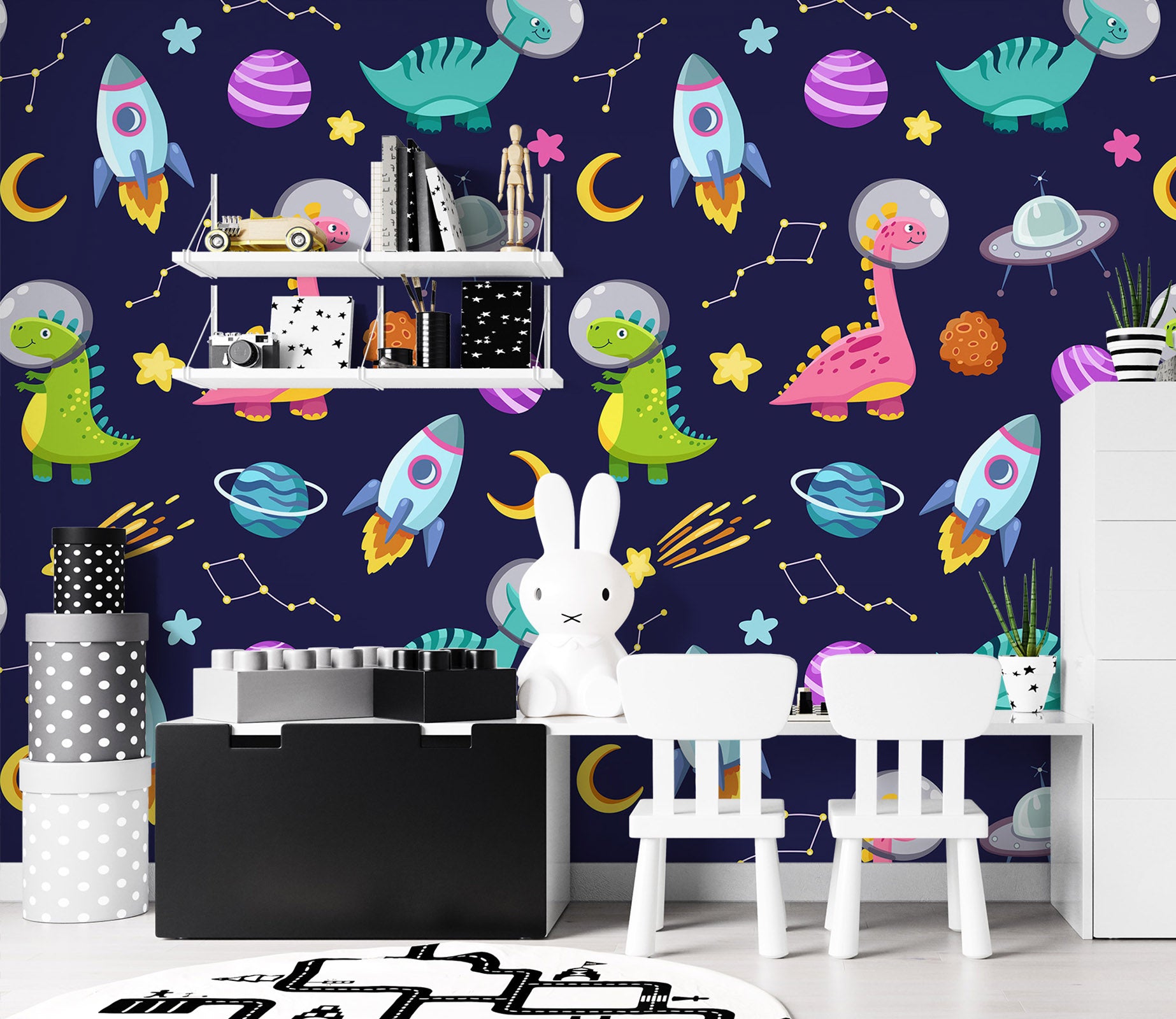 3D Rocket Planet Dinosaur 58003 Wall Murals