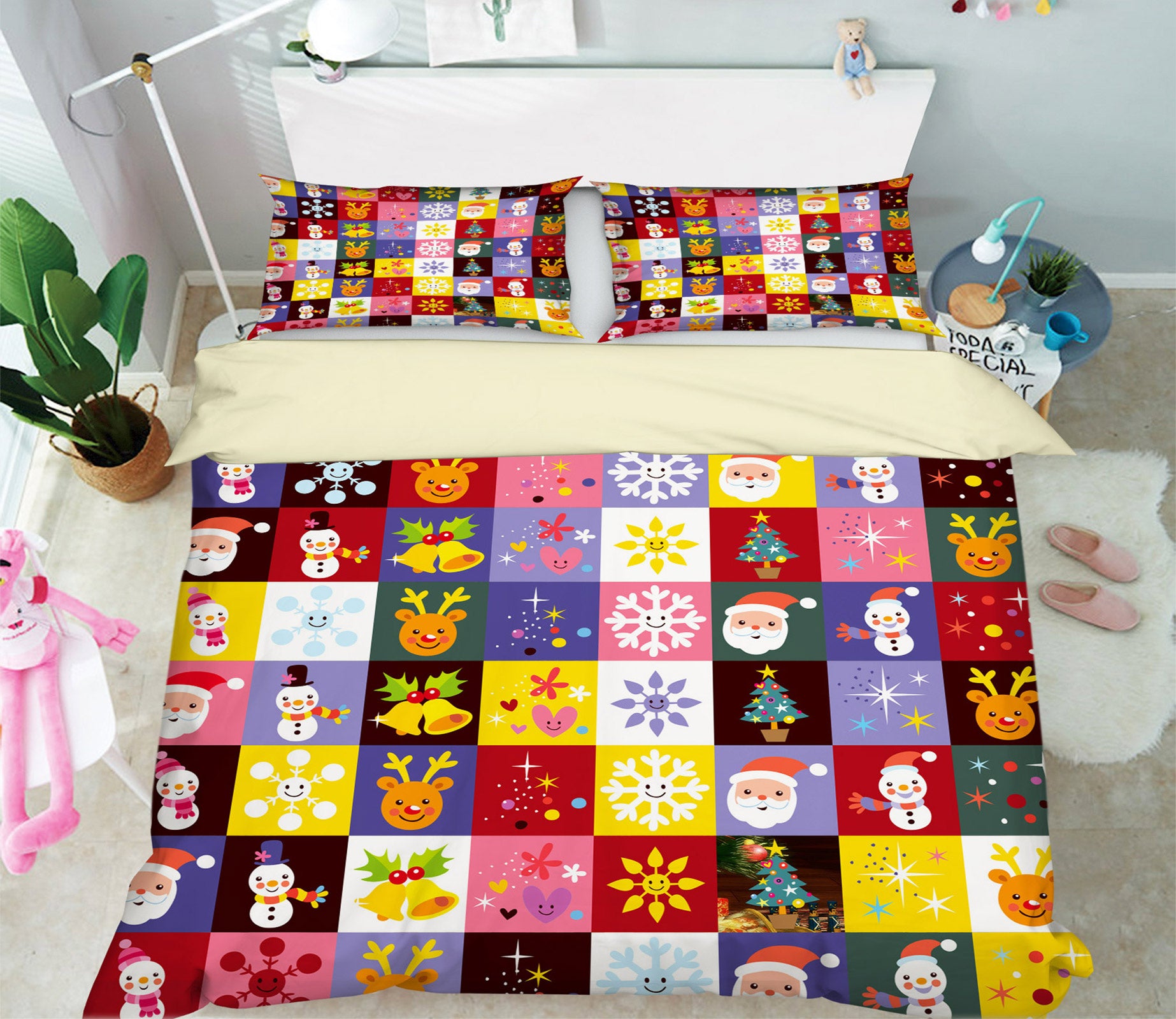 3D Santa Cube 50002 Christmas Quilt Duvet Cover Xmas Bed Pillowcases