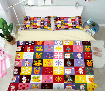 3D Santa Cube 50002 Christmas Quilt Duvet Cover Xmas Bed Pillowcases