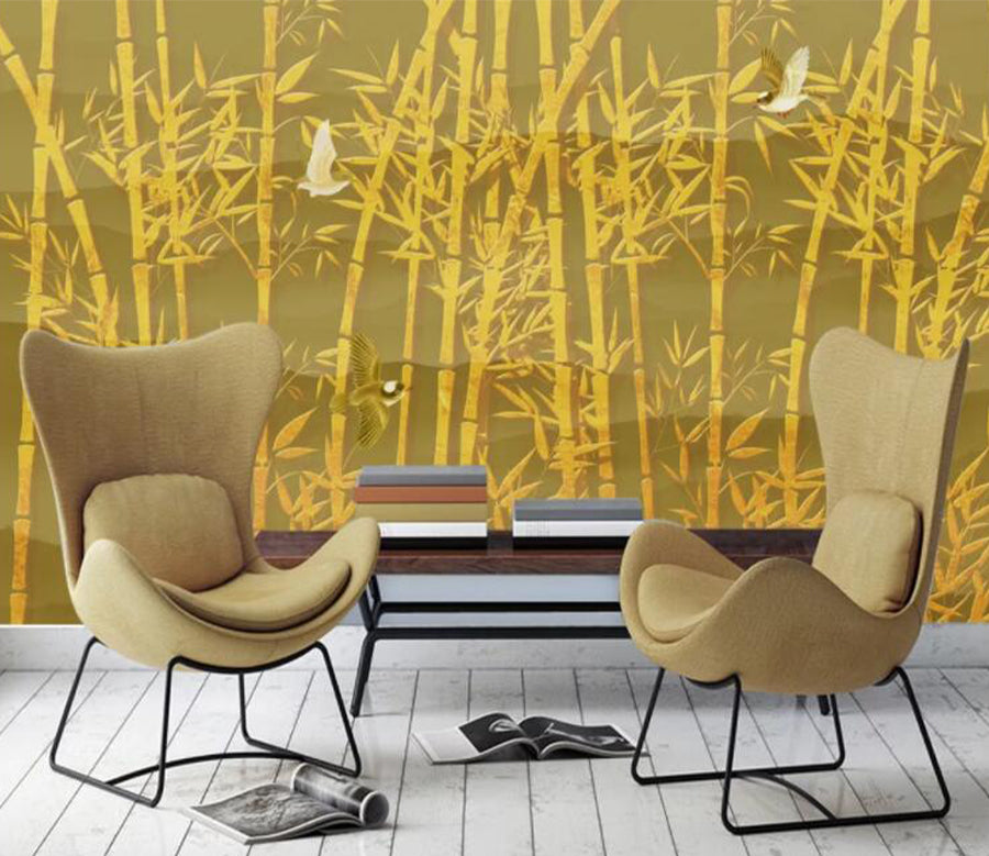 3D Golden Bamboo Forest WC2082 Wall Murals