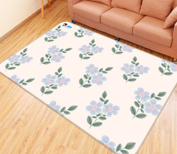 3D Blue Flower Pattern 107130 Kashmira Jayaprakash Rug Non Slip Rug Mat
