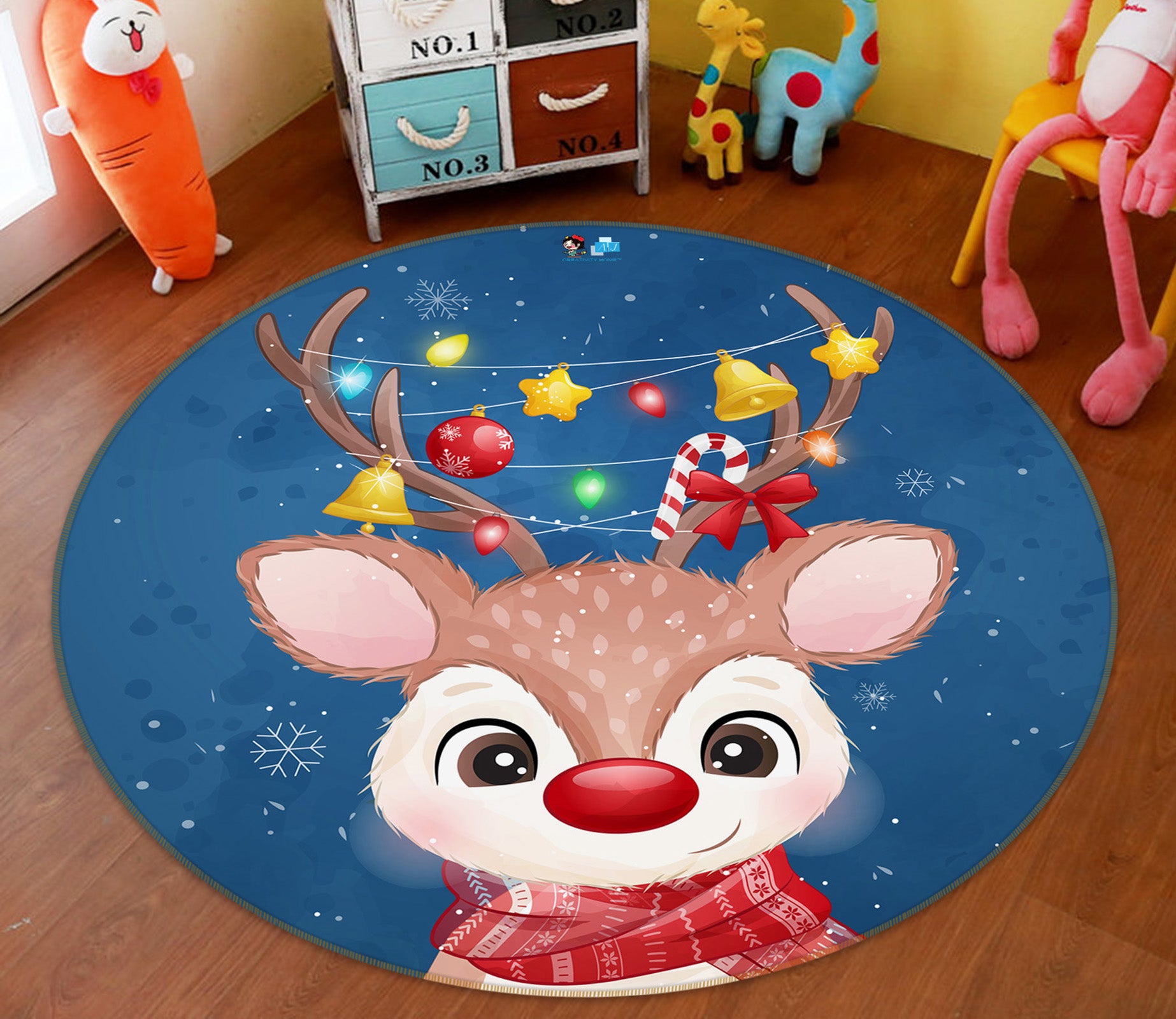 3D Deer 75075 Round Non Slip Rug Mat