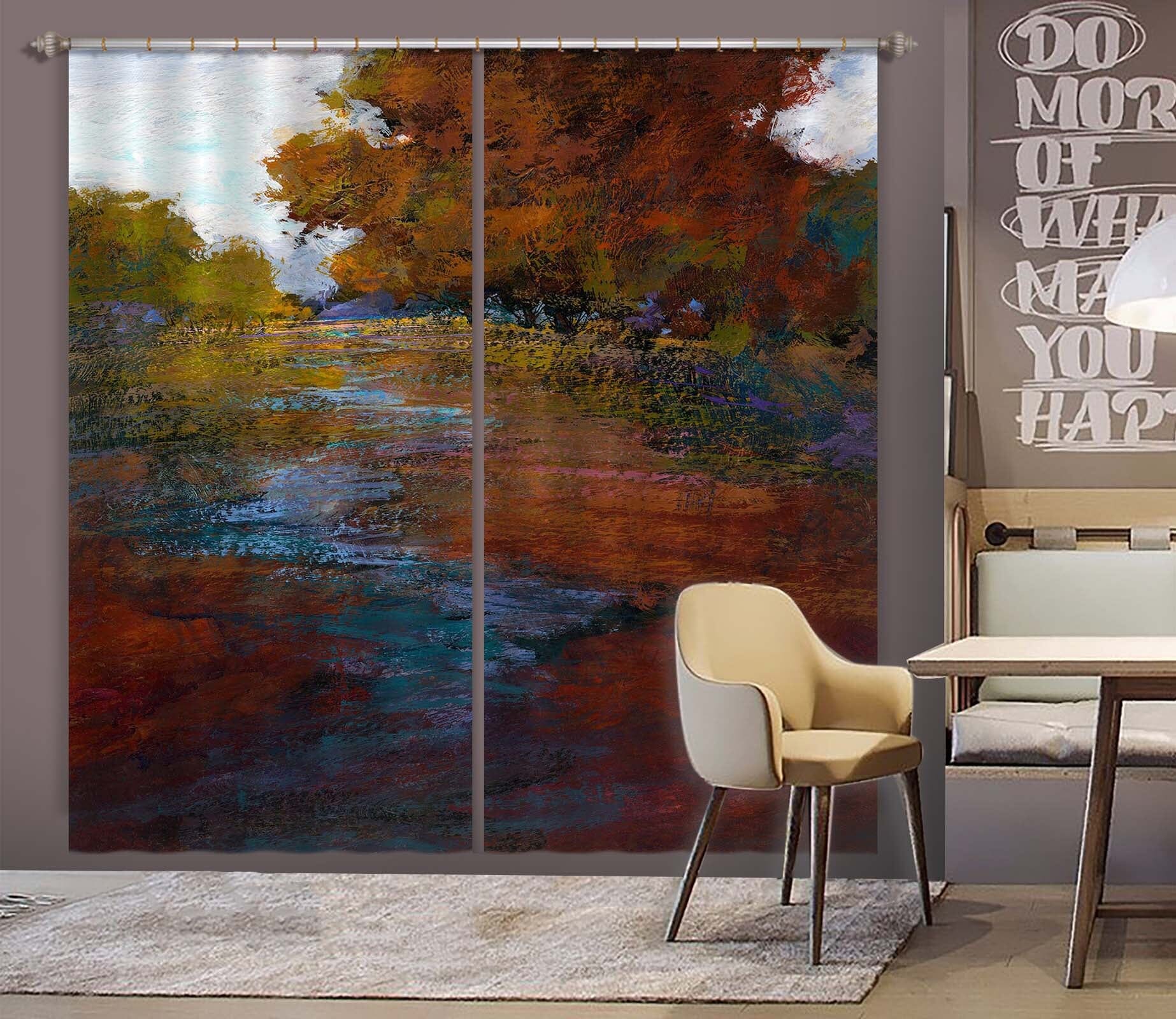 3D Forest River 244 Michael Tienhaara Curtain Curtains Drapes Curtains AJ Creativity Home 