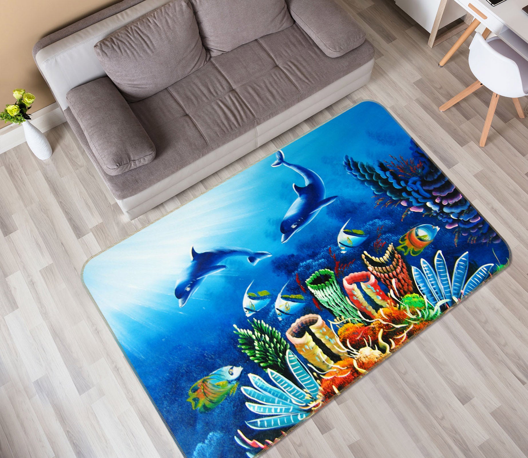 3D Seabed Coral Fish 33137 Non Slip Rug Mat