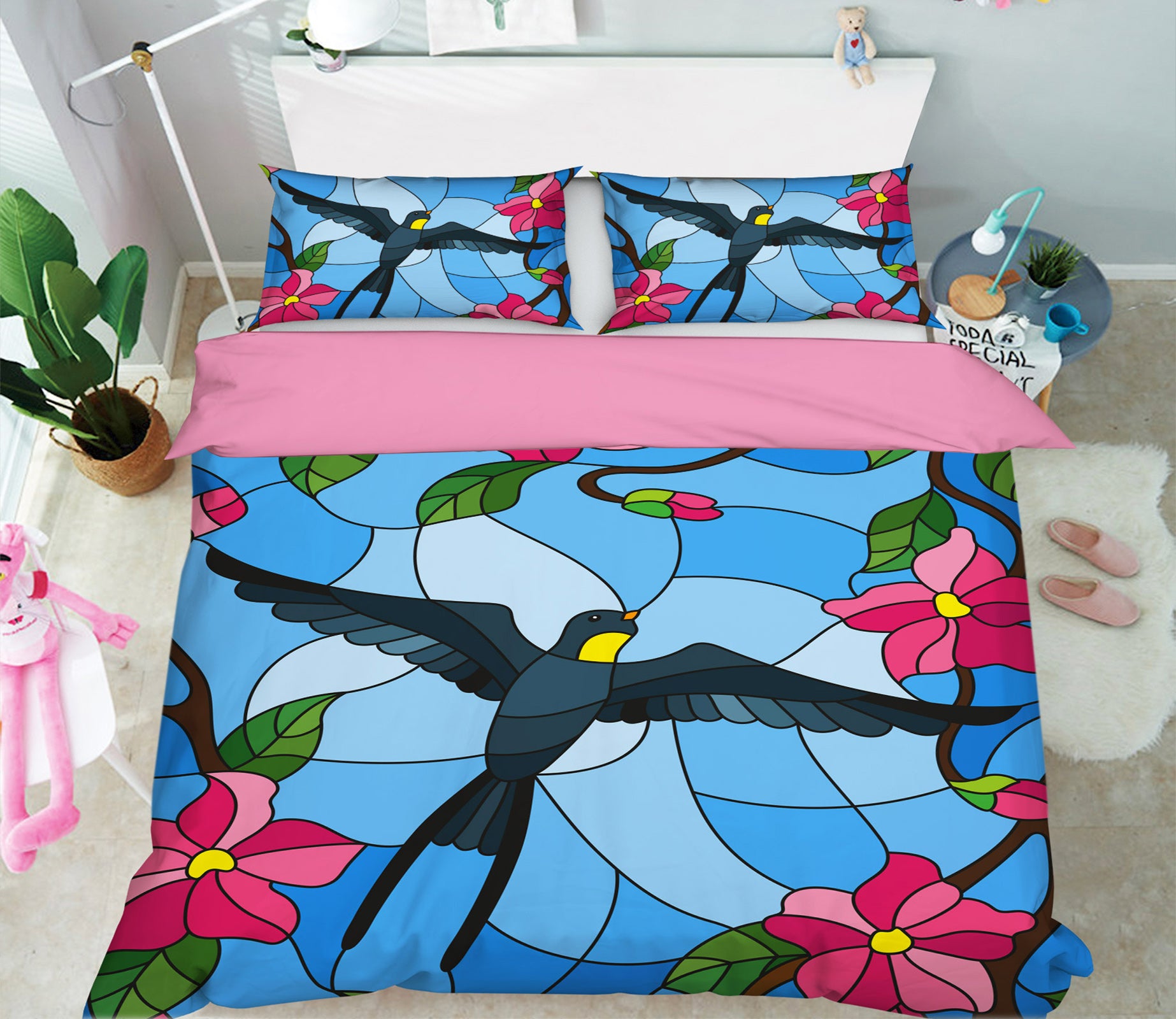 3D Swallow 14064 Bed Pillowcases Quilt