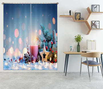 3D Candle Five-Pointed Star 52054 Christmas Curtains Drapes Xmas