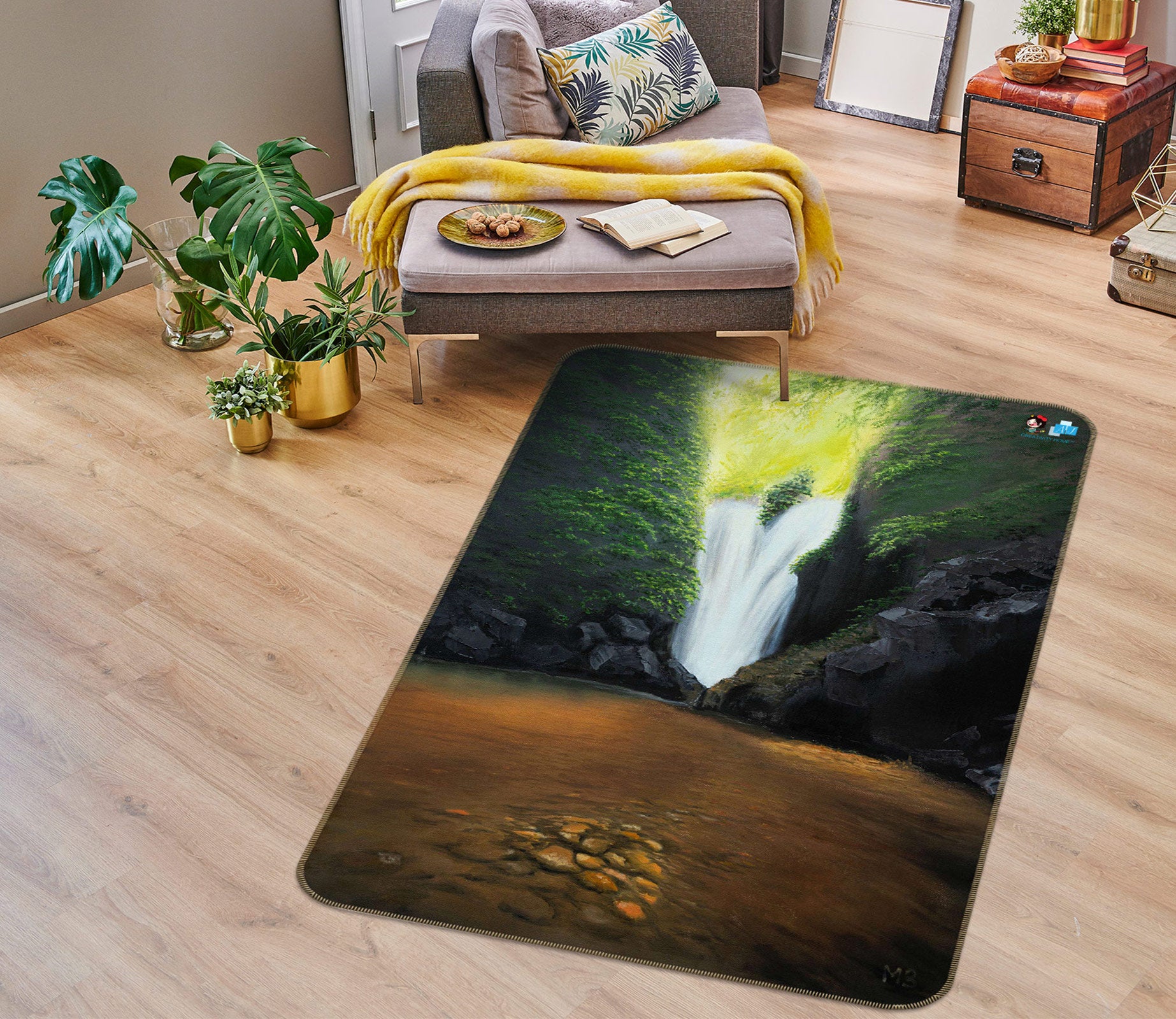 3D Grotto Flowing Water 1899 Marina Zotova Rug Non Slip Rug Mat