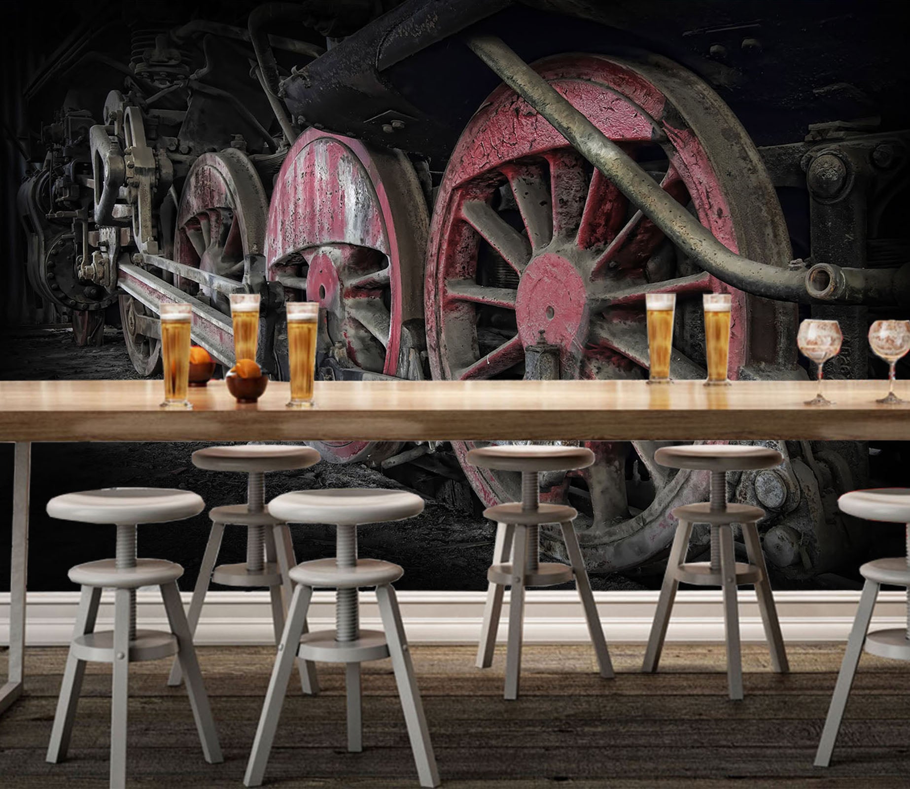 3D Dilapidated Train 257 Vehicle Wall Murals