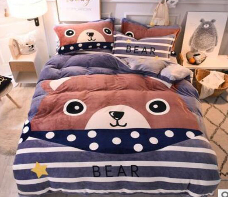 3D Bear Head 14011 Bed Pillowcases Quilt