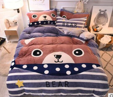 3D Bear Head 14011 Bed Pillowcases Quilt