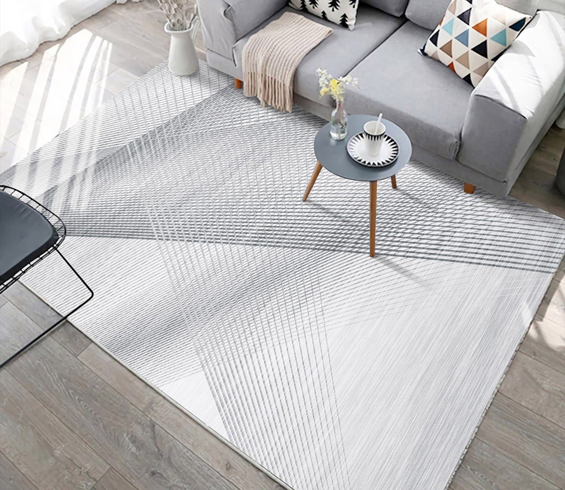 3D Gray Stripe WG300 Non Slip Rug Mat Mat AJ Creativity Home 