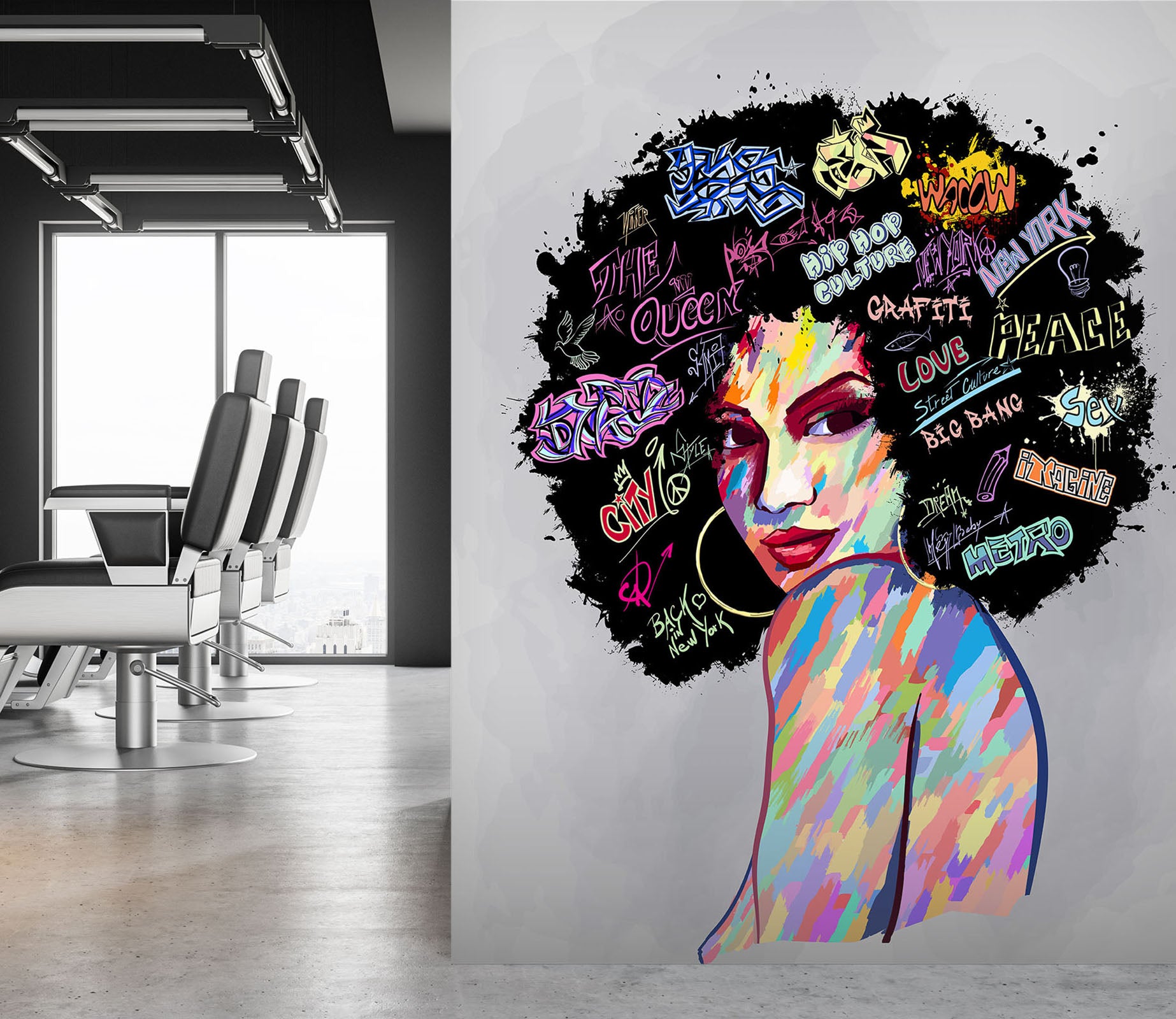 3D Girl Exploding Head 002 Wall Murals