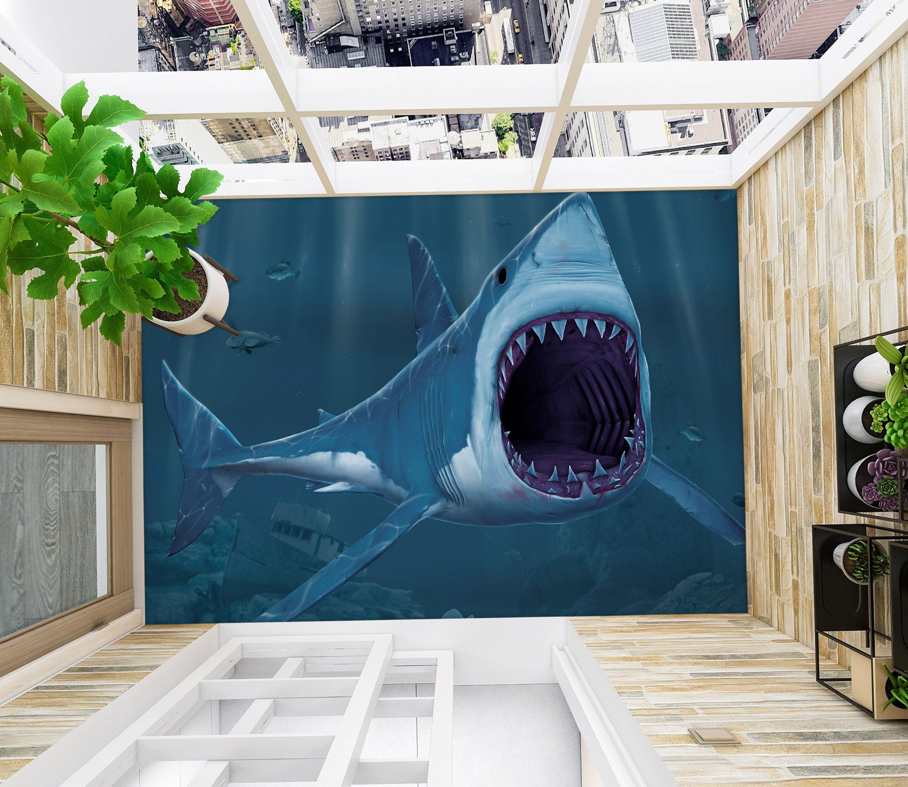 3D Shark 567 Vincent Floor Mural