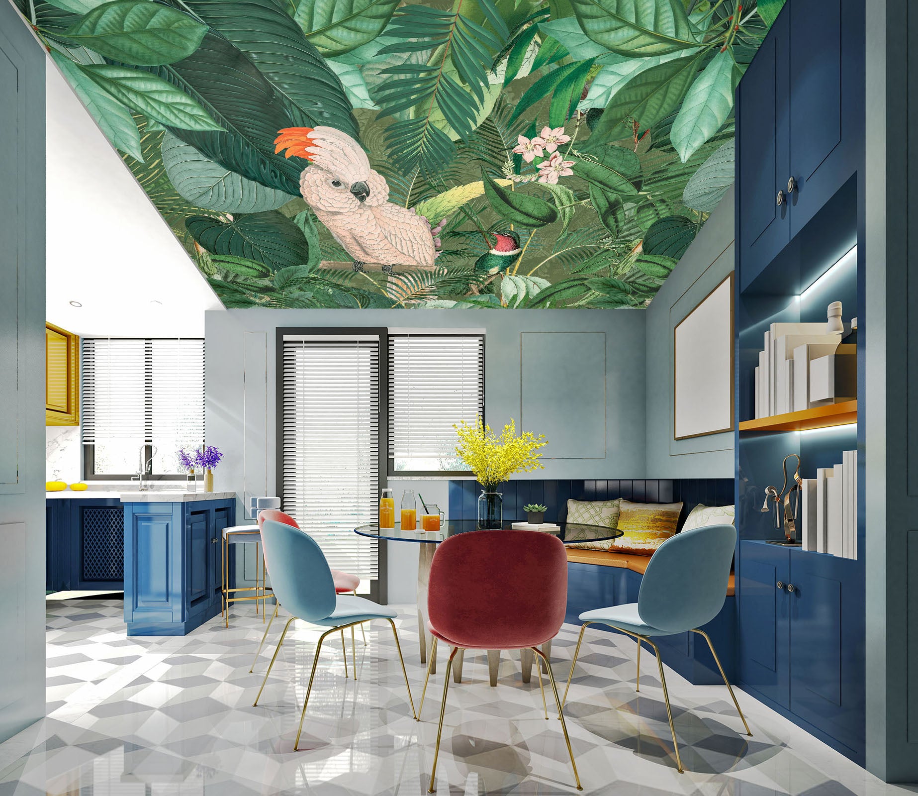 3D Parrot Leaves 5256 Andrea Haase Ceiling Wallpaper Murals