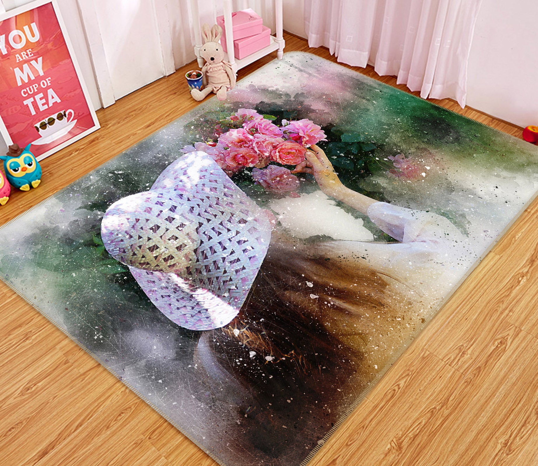 3D Flowers 36165 Non Slip Rug Mat
