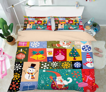 3D Santa Claus Snowman Cube 50008 Christmas Quilt Duvet Cover Xmas Bed Pillowcases