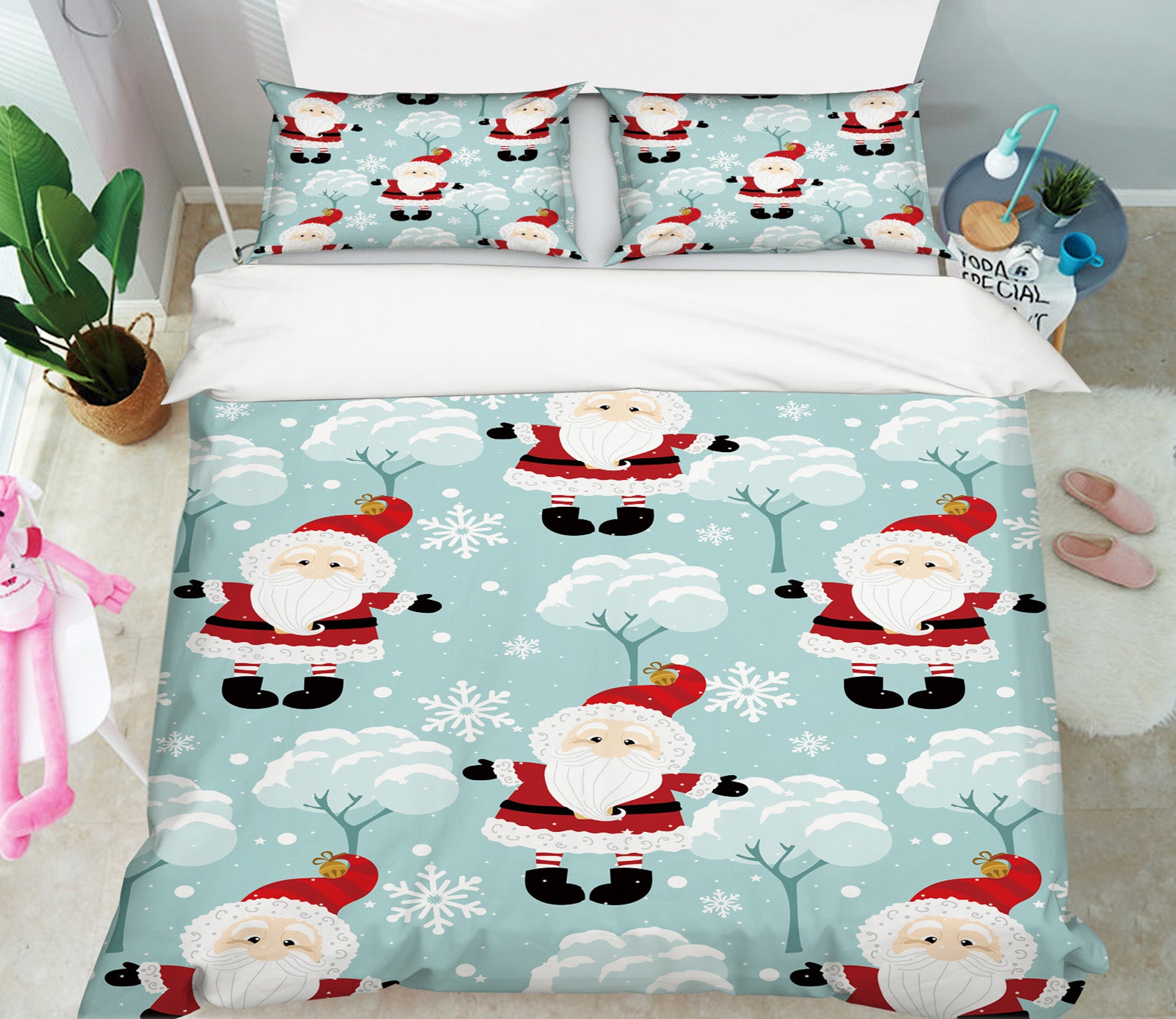 3D Santa Claus Pattern 51118 Christmas Quilt Duvet Cover Xmas Bed Pillowcases
