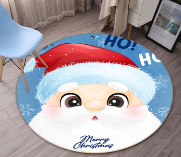 3D Santa Claus 54105 Christmas Round Non Slip Rug Mat Xmas