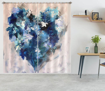 3D Blue Love Flower 3010 Skromova Marina Curtain Curtains Drapes
