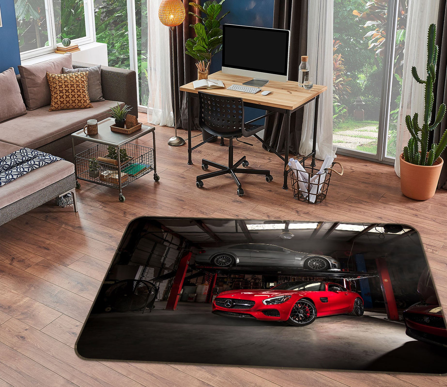 3D Two Cars 42081 Vehicle Non Slip Rug Mat