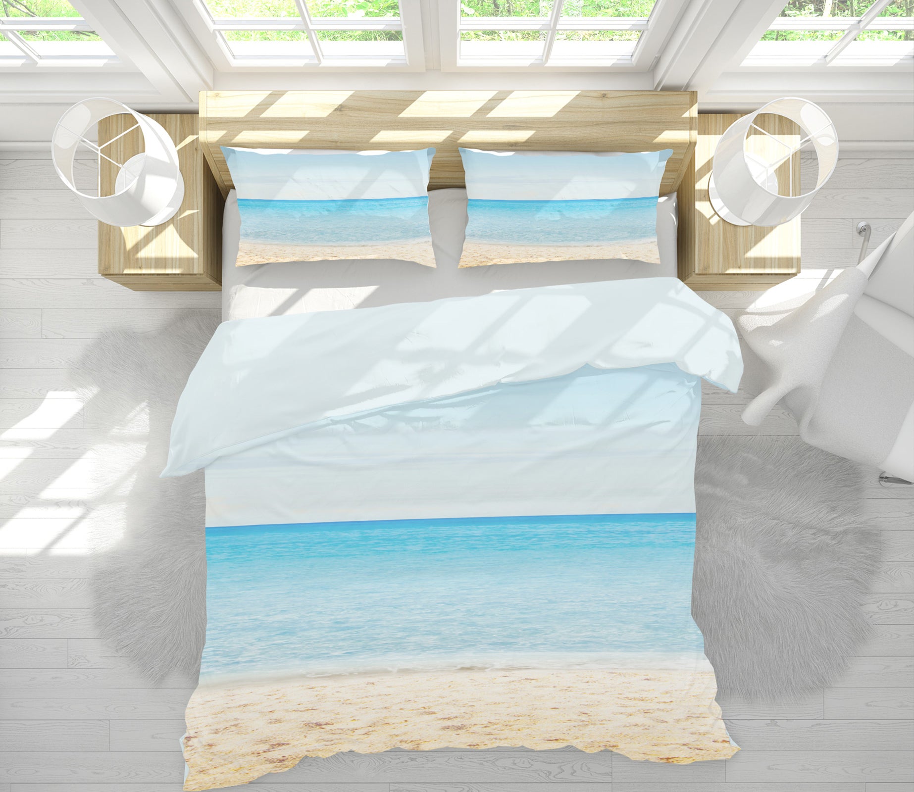 3D Seaside 14136 Bed Pillowcases Quilt