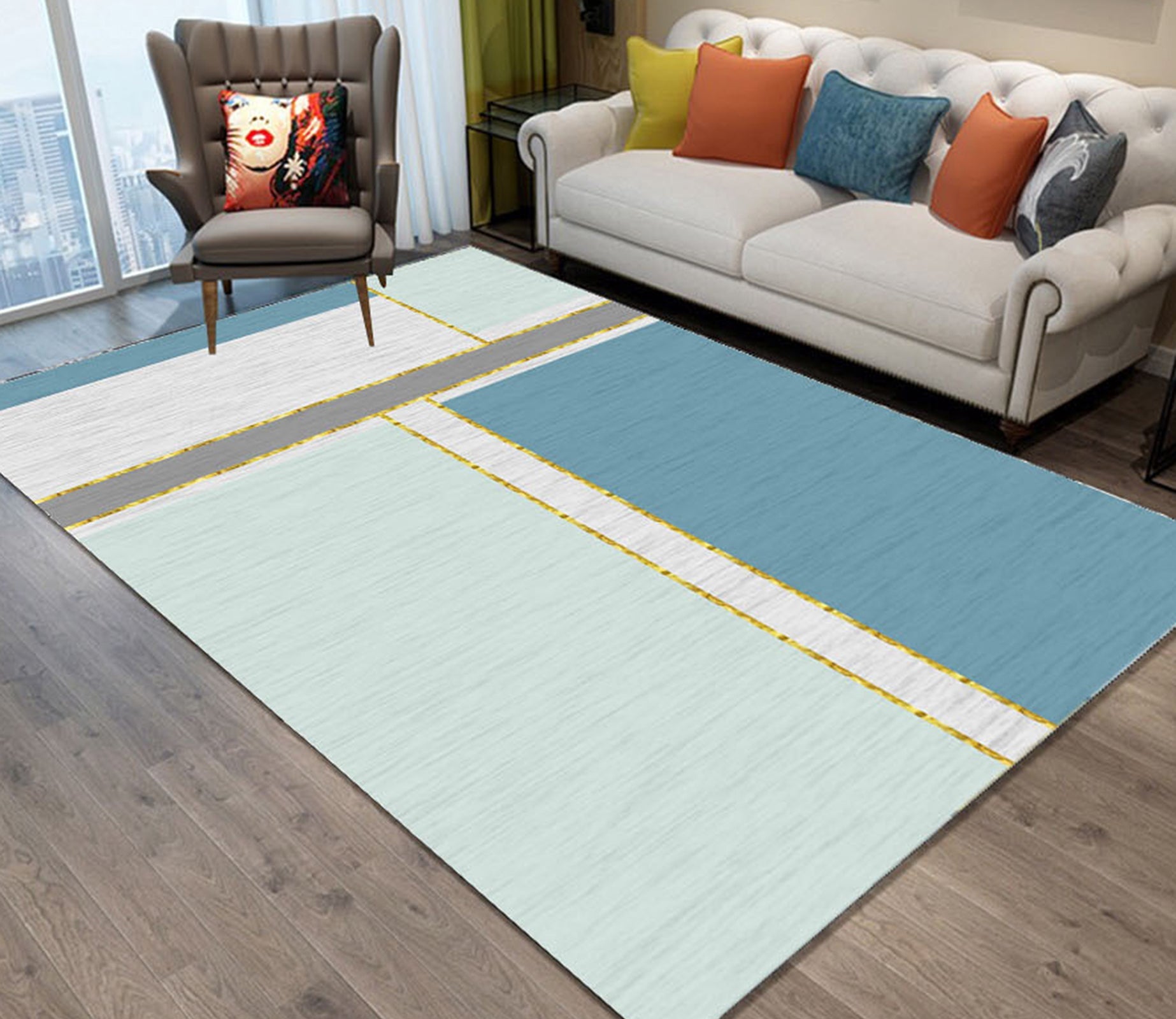 3D Color Geometry WG471 Non Slip Rug Mat Mat AJ Creativity Home 