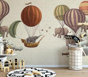 3D Elephant Hot Air Balloon WC499 Wall Murals