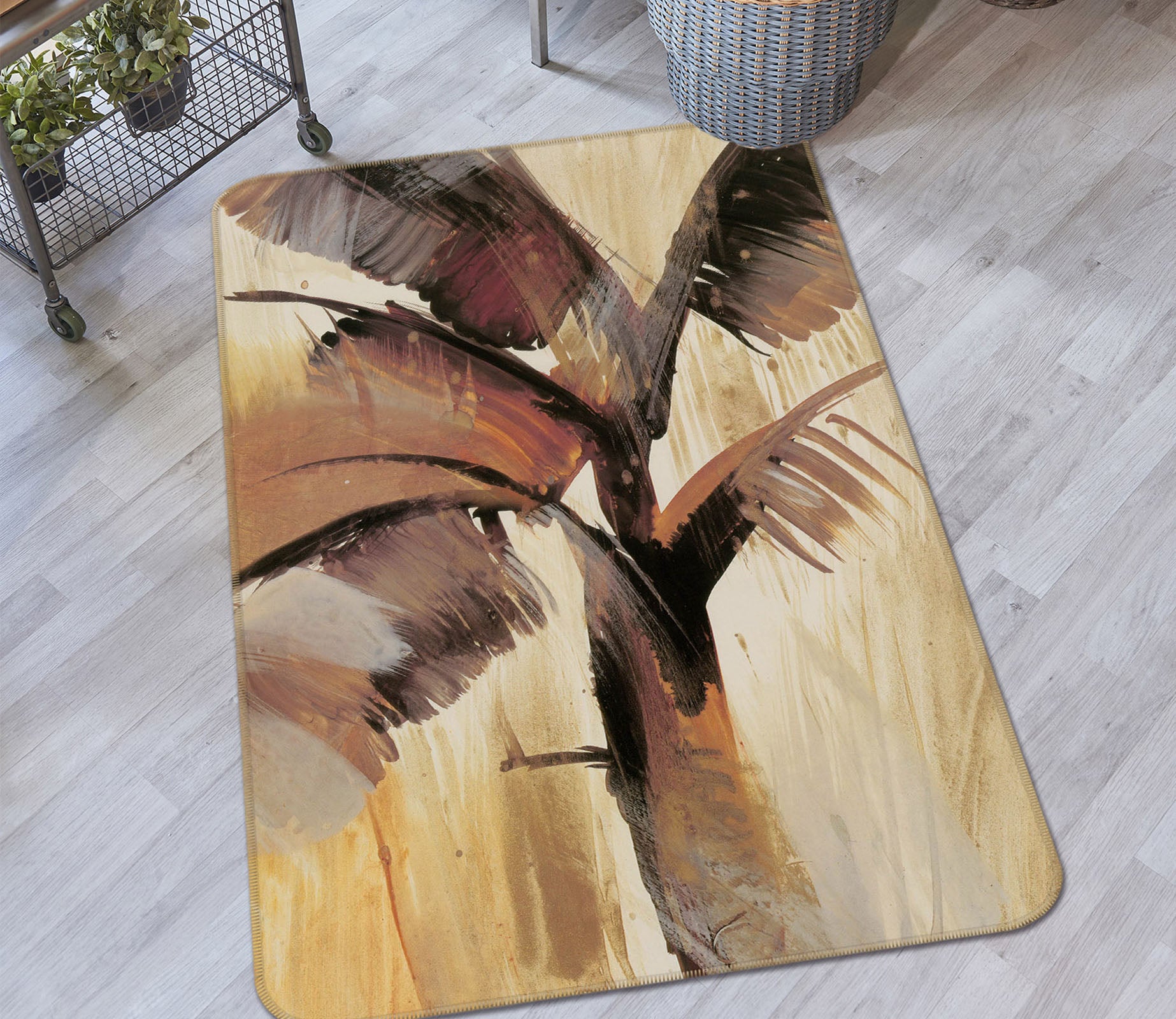 3D Coconut Tree Pattern 32198 Non Slip Rug Mat