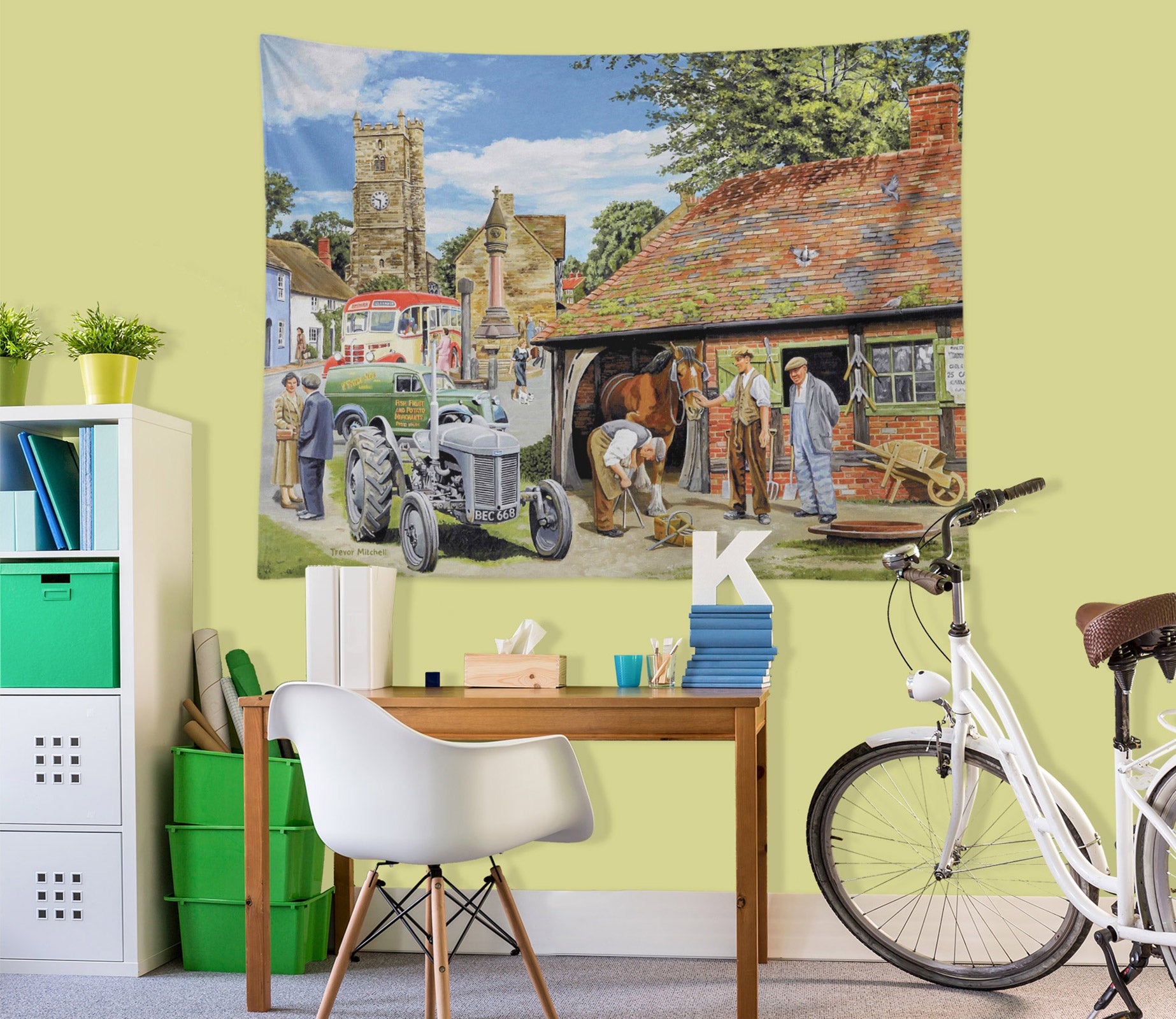 3D Car Red Brick House 11272 Trevor Mitchell Tapestry Hanging Cloth Hang