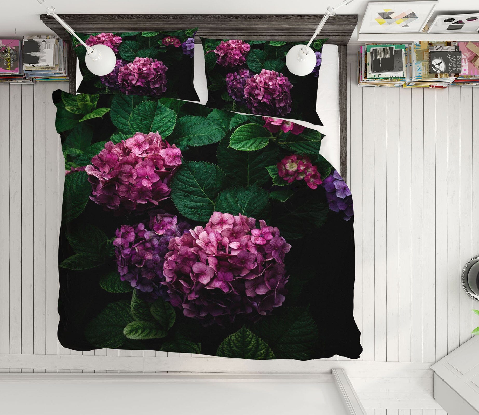 3D Pink Hydrangea 2008 Noirblanc777 Bedding Bed Pillowcases Quilt Quiet Covers AJ Creativity Home 