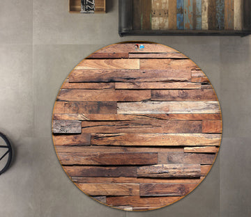 3D Wood Texture 72094 Round Non Slip Rug Mat