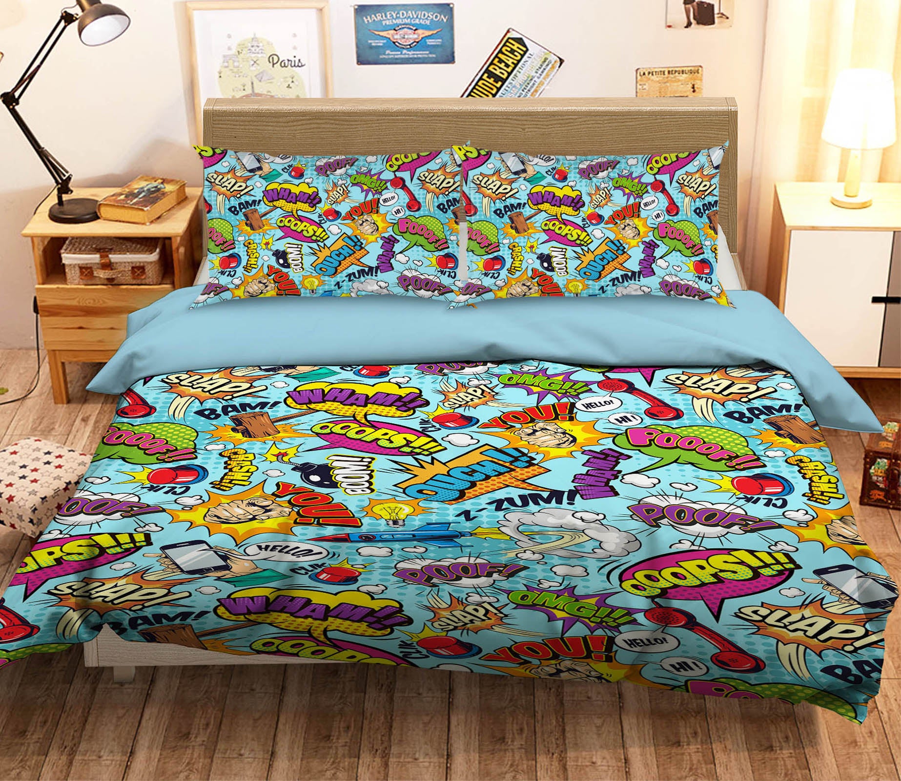 3D Color Font 61109 Bed Pillowcases Quilt
