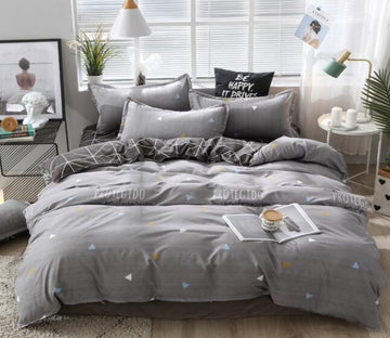3D Gray Small Triangle 12069 Bed Pillowcases Quilt