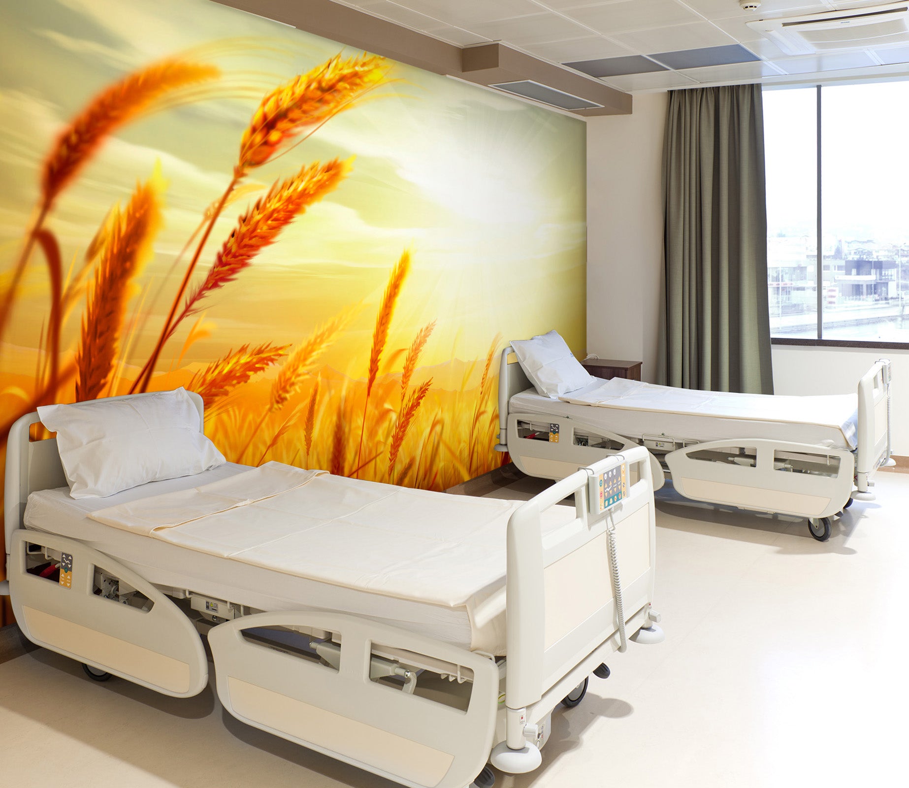 3D Sunset Wheat 303 Wall Murals
