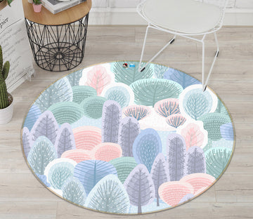 3D Tree Pattern 81082 Round Non Slip Rug Mat