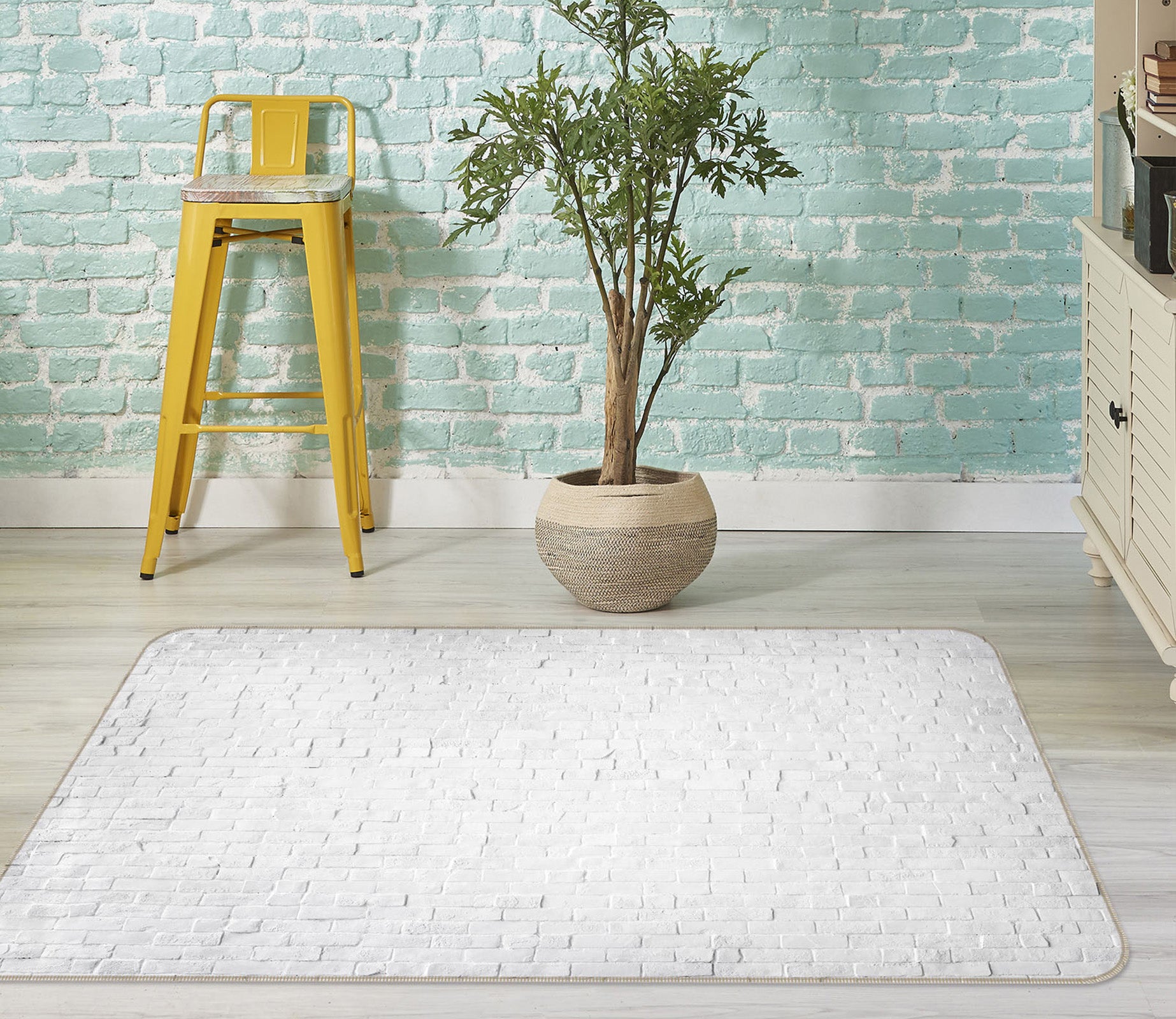 3D White Brick 31104 Non Slip Rug Mat