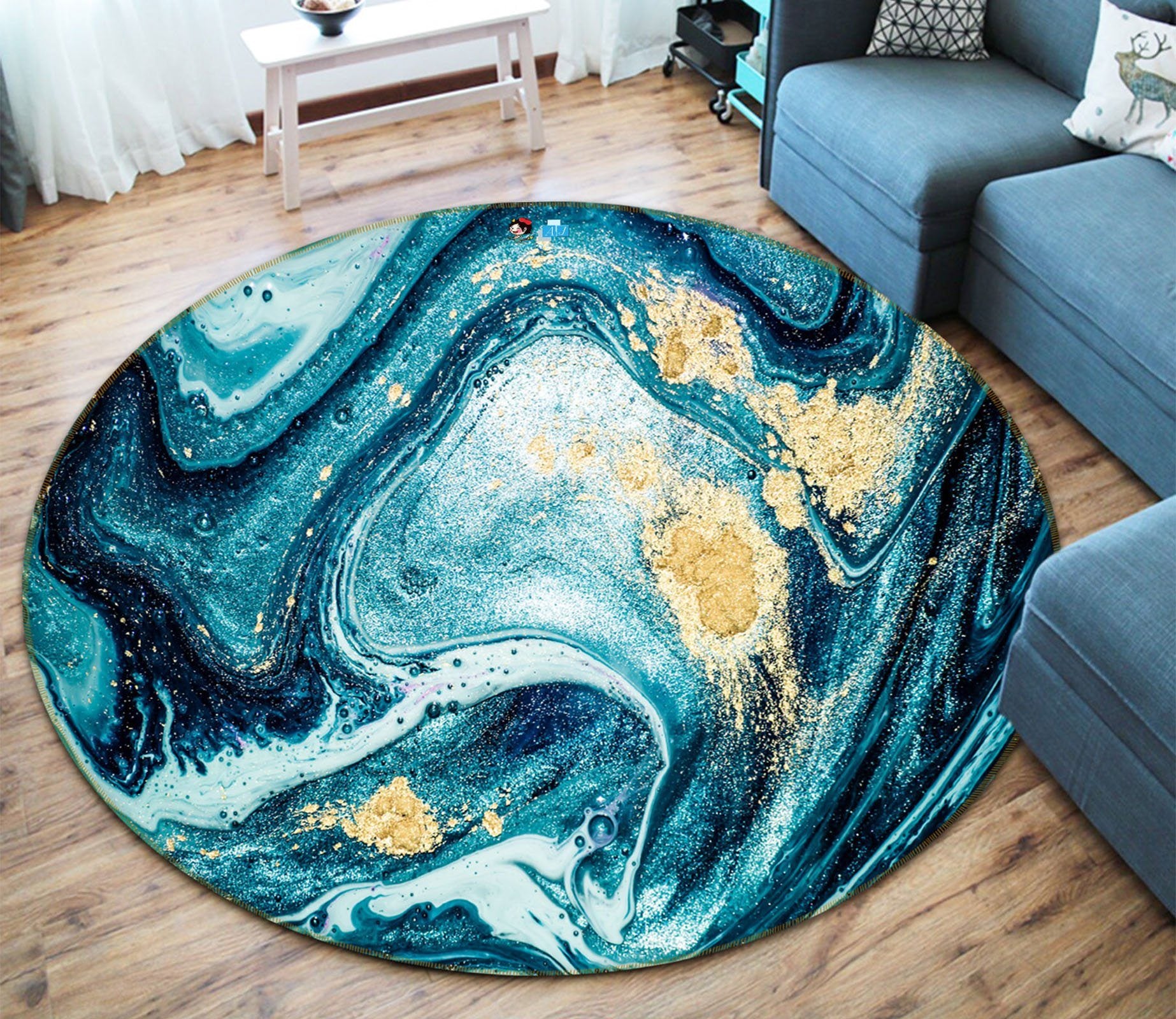 3D Green Vortex Flow 159 Round Non Slip Rug Mat Mat AJ Creativity Home 