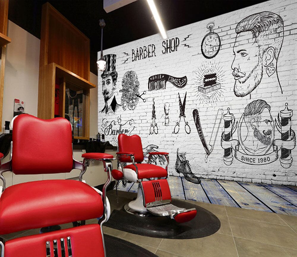 3D Man Cut Hair 1490 Barber Shop Wall Murals Wallpaper AJ Wallpaper 2 