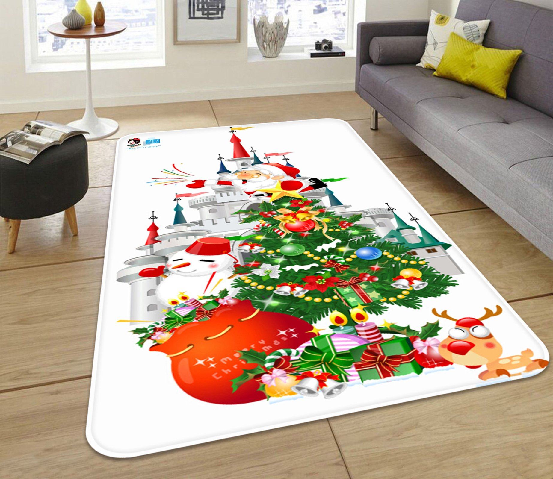 3D Villa Christmas Giftl 048 Non Slip Rug Mat Mat AJ Creativity Home 