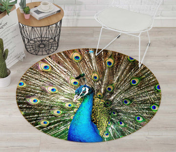 3D Peacock 81159 Round Non Slip Rug Mat