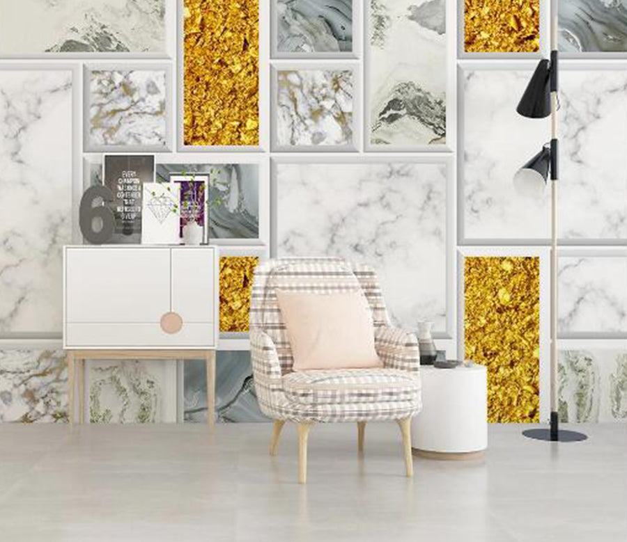 3D Golden Brick WC1761 Wall Murals