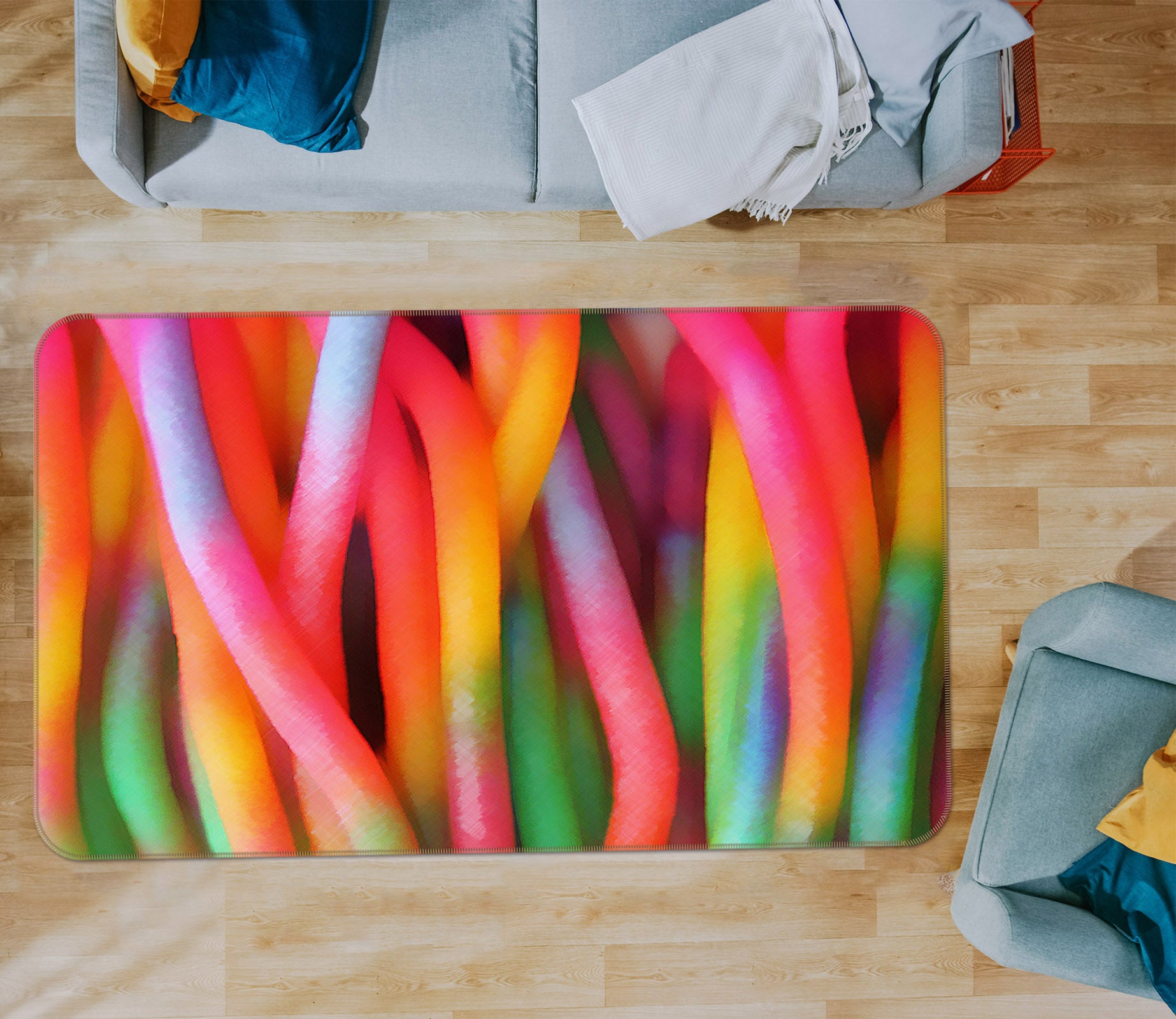 3D Color Bars 70044 Shandra Smith Rug Non Slip Rug Mat